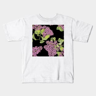 Lilac flower on black Kids T-Shirt